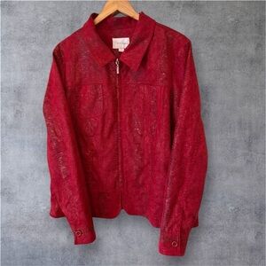 Erin London Red Snake Print Faux Suede Jacket